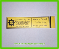 Gele sticker Dynamo pools origineel Fiat 126